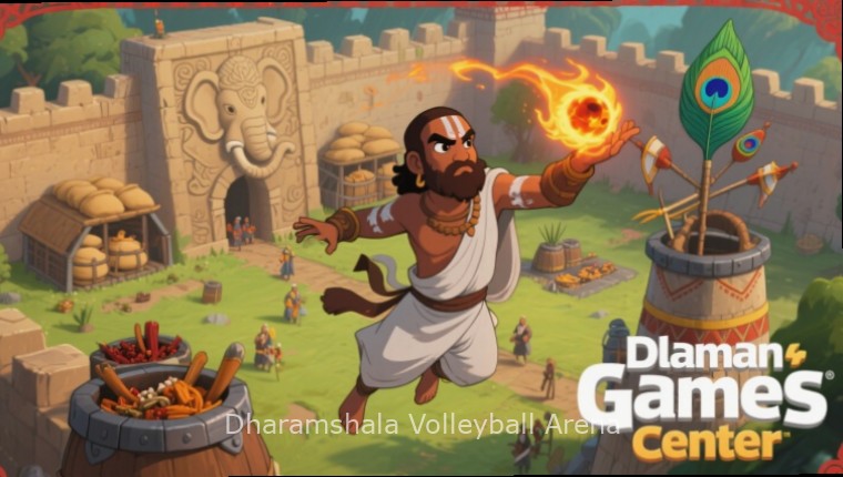 Dharamshala Volleyball Arena Gameplay In-game screenshot of Dharamshala Volleyball Arena showing a match in progress at a local Indian ground